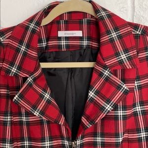 Red Plaid Lined Zippered washable Collared Jacket
